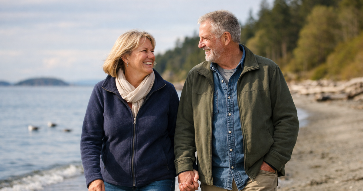 hearing aids sidney bc support couple walking in beach sidney bc